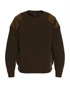 Рифленый джемпер с плечевыми нашивками, коричневый Dsquared2