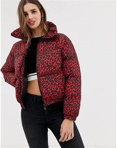 Дутая куртка с леопардовым принтом Qed london