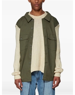 Кофта с панельной вязкой, зеленый Bonum