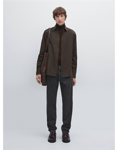 Рубашка из твила классического кроя, коричневый Massimo dutti