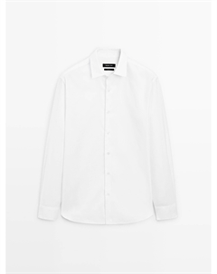 Текстурированная рубашка классического кроя, белый Massimo dutti
