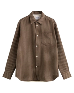 Рубашка Ole oversize из шерсти в полоску, Seal Brown Norse projects