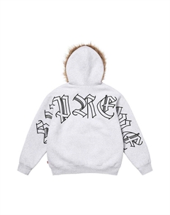 Толстовка Faux Fur Zip Up Hooded Sweatshirt, Ash Grey Supreme