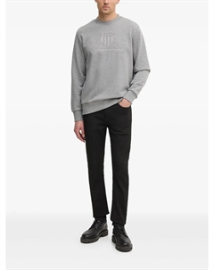 Свитшот с вышитым логотипом и круглым вырезом, серый Gant