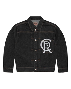 Брюки Crest Chainstitch Denim Trucker, Washed Black Corteiz
