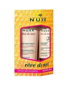 Крем для рук и ногтей Rêve De Miel 30 мл с увлажняющим стиком для губ 4 г Nuxe