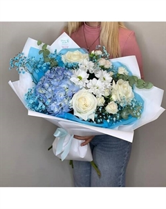 Букет Нежность (гортензия, розы, хризантема, гипсофила, диантусы Fleur de fee цветочная фея