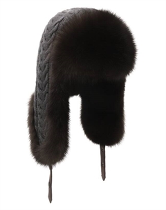 Утепленная шапка-ушанка с отделкой из соболя Black sable