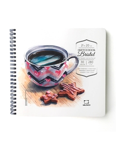 Скетчбук для графики и маркеров Bristol 21х20 см 30 л 280 г Малевичъ