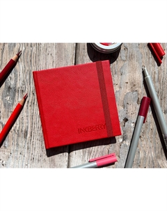 Скетчбук для для маркеров и графики 10х10 см 48 л 160 г, белая бумага, красный Inkberry