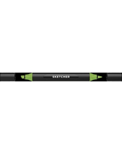 Маркер для скетчинга "Sketcher" YG385 c кистью и скошенным пером grass green Molotow