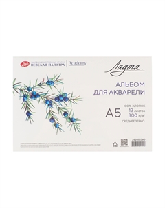 Альбом-склейка для акварели "Ладога" А5 12 л 300 г, 100% хлопок, среднее зерно Невская палитра