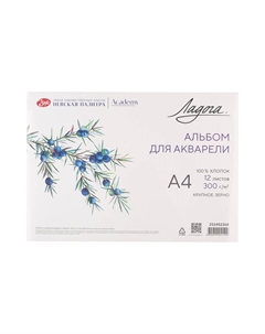 Альбом-склейка для акварели "Ладога" А4 12 л 300 г, 100% хлопок, крупное зерно Невская палитра