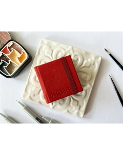 Скетчбук для акварели 5х5 см 30 л 230 г 50% хлопка, красный Inkberry