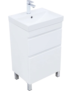 Тумба под раковину Слим 50 см 00346041 белый сатин, напольная Aquanet