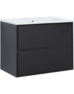 Тумба под раковину Милан 80 см 00269303 черный глянец, подвесная Aquanet