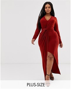 Платье миди рыжего цвета с драпировкой Koco & k plus