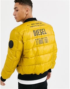Желтая дутая куртка с логотипом WON Diesel