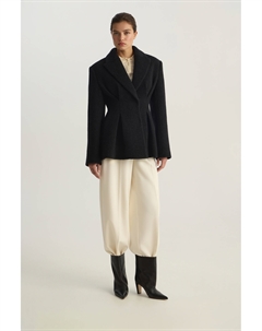 Пальто-жакет из фактурной шерсти черного цвета 2mood