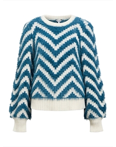 Свитер HOLLOW, Cyan blue/White Object