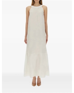 Ярусное платье с круглым вырезом, белый 120% lino