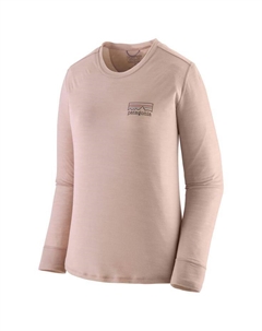 Футболка для походов с длинными рукавами, с рисунком из мериносовой шерсти, с эффектом капилена, цвет "гриб" - s Patagonia