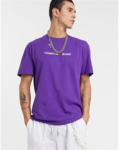 Фиолетовая футболка с логотипом на груди Tommy jeans