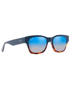 Солнцезащитные очки Valley Isle Marine Ecaille с двойным зеркалом, синие с серебристым, минеральные, супертонкие Maui jim