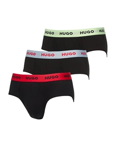 Комплект из трех трусов-брифов с логотипом, черный Hugo