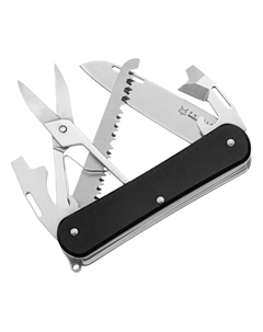 Складной нож многофункциональный Vulpis Large, сталь N690, рукоять алюминий, черный Fox