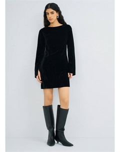 Платье мини из жатого бархата, Черный Ostin