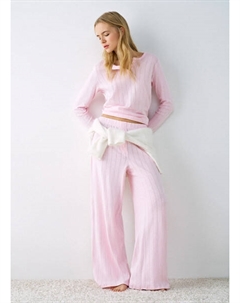 Пижамный лонгслив из ажурного трикотажа, Розовый Ostin