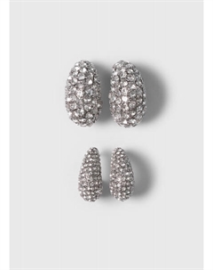 Серьги, 2 пары, Серебряный Ostin