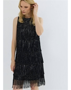 Платье А-силуэта с бахромой из пайеток, Черный Ostin
