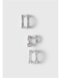 Серьги и каффы, 3 пары, Серебряный Ostin