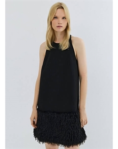 Платье мини с декором из перьев, Черный Ostin