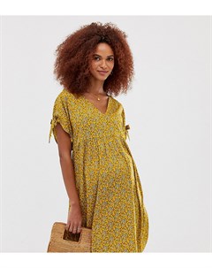 Свободное желтое платье с завязками на рукавах New look maternity