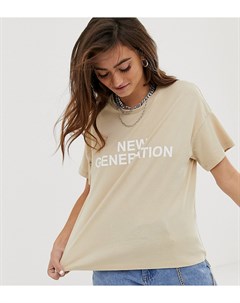 Бежевая футболка с надписью new generation Noisy may