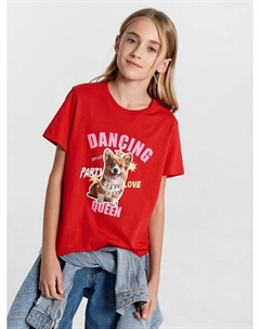 Футболка для девочек красная с надписью Mark formelle