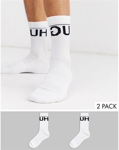 Комплект из 2 пар носков в рубчик с логотипом Hugo