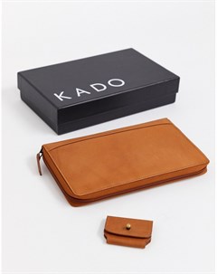 Кожаный дорожный кошелек с чехлом для наушников Kado