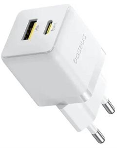Зарядное устройство сетевое Baseus Palm P10111608213-01 C+U 20W EU Moon White (with Cable USB-C to USB-C 60W 1m Moon White)