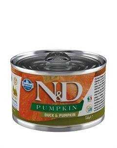 N&D Pumpkin Влажный корм (консервы) для взрослых собак, с уткой и тыквой, 140 гр. Farmina