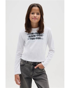 Лонгслив хлопковый укороченный с принтом Ovs