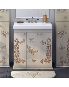 Тумба с раковиной Бабочка 90 бежевая, патина Misty