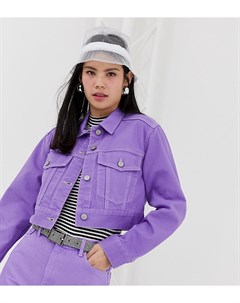Фиолетовая джинсовая короткая куртка от комплекта Monki