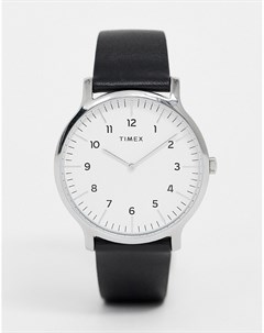 Черные часы 40 мм с ремешком из натуральной кожи Oslo Timex