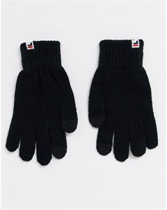 Черные перчатки с вышитым логотипом Fila