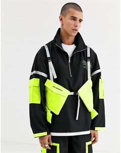 Куртка в стиле милитари со светоотражающей полосой и неоновыми карманами Taka original