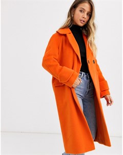 Оранжевое oversize пальто с выгоревшим эффектом Miss selfridge